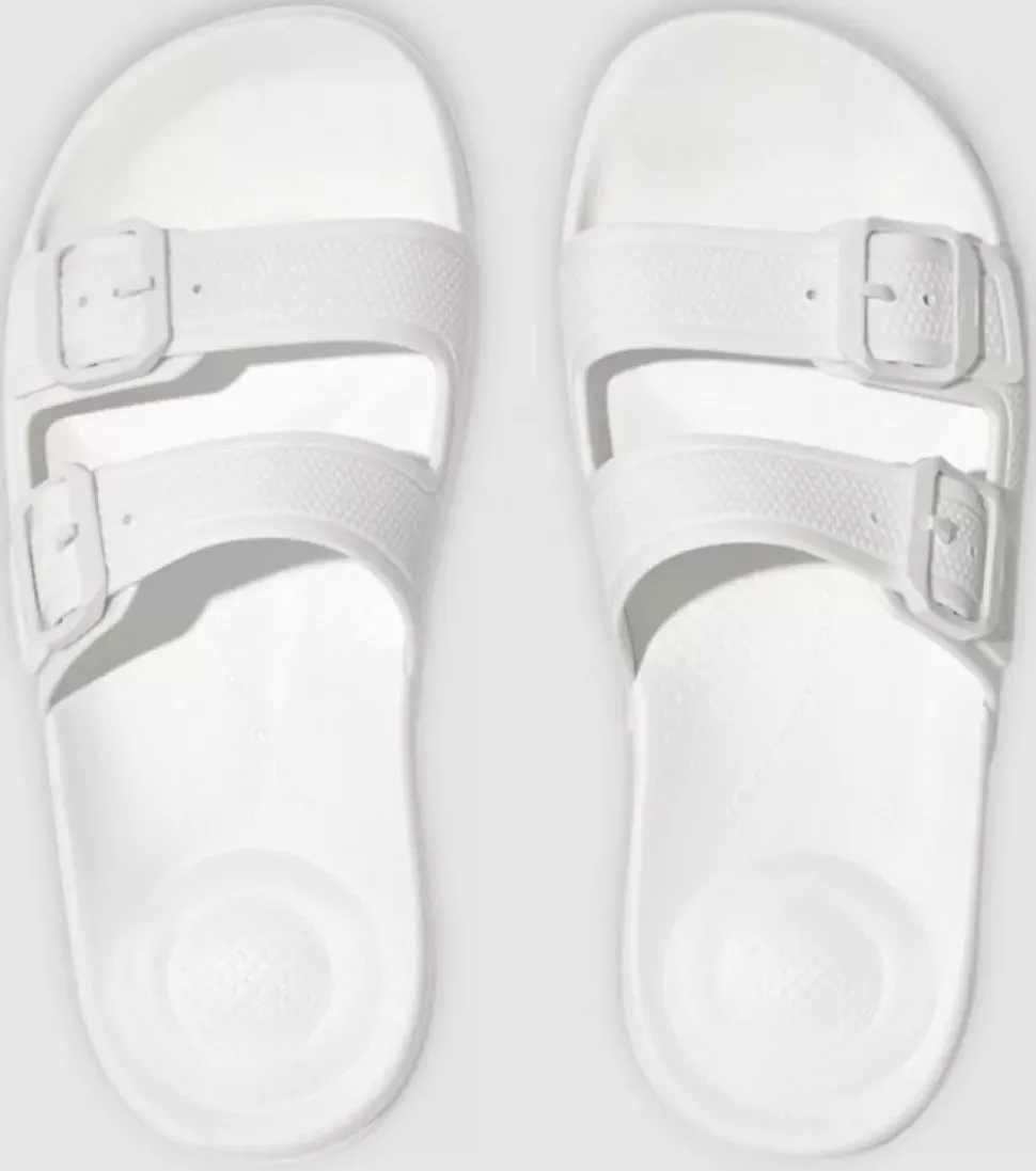 Fashion Iqushion Two Bar Buckle Slides Womens Women Sandals & Thongs